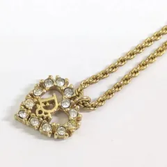 ヴィンテージ Christian Dior/ディオール ゴールド GP ネックレス ハート ラインストーン 6.0g