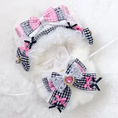 10cm～12cm用 ぬい服 ハンドメイド いつぬい 黒色 ピンク 猫耳