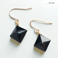 No.731✨天然石✨ブラックオニキスの一粒ピアス　イヤリング