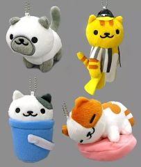 [중고]키 홀더 마스코트(캐릭터) 전 4종 세트 가방에 붙일 수 있는 큰 봉제인형 vol.8 [고양이 아츠메]