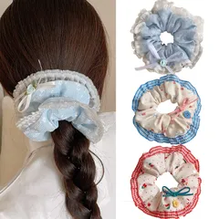 特価商品　シンプル サテン エレガント 特大 ヘアアクセサリー 無地 大きめ 髪飾り 大人 ヘアアクセサリー 大人 ヘアゴム ヘアロープ おしゃれ (かわいい3点セット) シュシュ シュシュ シフォン