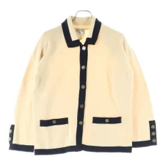 CHANEL (シャネル) 93年製 ココマークボタン バイカラー カシミヤ ニットジャケット カーディガン ベージュ/ブラック レディース