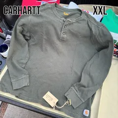 【ニック様専用】Carhartt サーマル ヘンリーネック ロンT 緑 2XL ビッグシルエット ペンキ