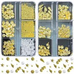 ネイル スタッズ 2個セット 3D 立体 貝殻 ヒトデ 巻貝 タツノオトシゴ ブリオン パール ネイルパーツ スタッズ メタルパーツ ゴールド シェル 貝 ヒトデ ネイルアートパーツ 海系 夏 サマー ジェルネイル ネイルアート デコパーツ ハンドメイド  0