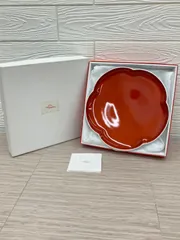 【未使用】深川製磁 梅型 朱赤８寸皿 24cm