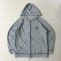希少　archive　R.NEWBOLD×UMBRO　アンブロ　アールニューボールド　コラボレーション　エンブレムロゴ刺繍　パイル生地　フルジップアップ　フード付きパーカー　切り替えライン　グレー　XL　Y2K　C-BOY　pile zip up parka