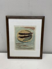 人間国宝 小原和紙工芸画 山内一生作「涼」 額装 落款共シール有