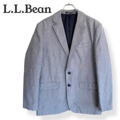 L.L.Bean エルエルビーン ライトグレー ライトブルー テーラードジャケット ブレザー 2ボタン 綿100% 裏地ポリ100% 40-REG Lサイズ相当 メンズ きれいめ カジュアル 春秋 891KZ
