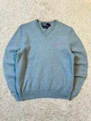 レディース L ポロ ラルフローレン メリノウール ピンクポニー ラウンドネック ニット