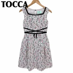 【美品】TOCCA ノースリーブワンピース 0 花柄 ベージュ×ピンク×水色