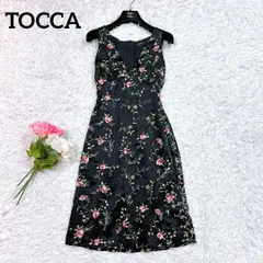 【美品】TOCCA シルク混 花柄刺繍ノースリーブワンピース 2 希少 完売品