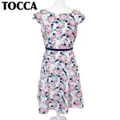 【美品】TOCCA フレンチスリーブ フレアワンピース Aライン 6 花柄