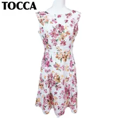 【美品】トッカ TOCCA ノースリーブ ワンピース 6 花柄 ホワイト ピンク