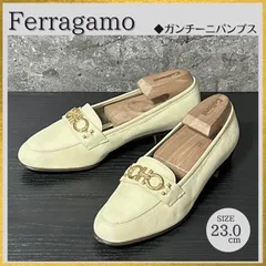 【レザーケア済／清潔に整えたリユース靴】春色パステルイエロー S644 Ferragamo フェラガモ ガンチーニ ヌバック ローファー パンプス ベージュ/クリーム系 サイズ5 1/2(23-23.5cm)