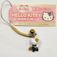 【中古】キーホルダー・マスコット(キャラクター) キティ(新宿バージョン) 根付け(イエロー×シルバー) 「ハローキティ」 東京限定
