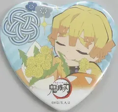【中古】バッジ・ピンズ 我妻善逸 描き下ろしハート缶バッジ 「鬼滅の刃 ufotable コラボレーションカフェ/コラボダイニング ホワイトデーイベント」