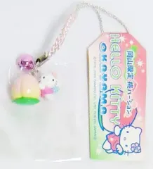 【中古】キーホルダー・マスコット(キャラクター) キティ 桃バージョン 根付け(シルバー/ピンク) 「ハローキティ」 岡山限定