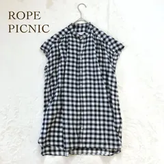 ロペピクニック フレンチスリーブブラウス（M） ギンガムチェック　薄手 コットン　総柄