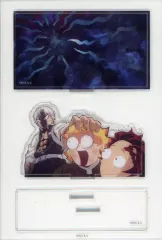 【中古】アクリルスタンド・アクリルパネル 不死川実弥＆我妻善逸＆竈門炭治郎(背景ネイビー) 「鬼滅の刃 柱稽古編×ufotable Cafe×マチ★アソビCAFE リアルタイムカフェ ランダムみにジオラマアクリルスタンド -不死川実弥-」