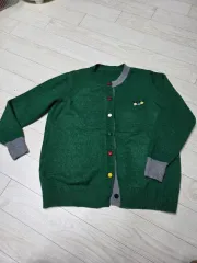グリーン COLOR ボタン KNIT カーディガン