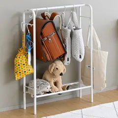 新品 山善(YAMAZEN) ラック カバン収納 吊り下げ バッグ 収納 玄関 バッグ掛け スタンド 収納ラック スリム ハンガーラック ミニ 子供服 幅62.5×奥行20×高さ90cm 組立品 マットホワイト BBR-60(MWH)