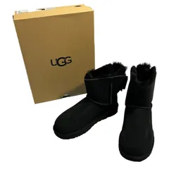 B077 UGG Mini Bailey Bow II アグ ミニ丈ブーツ ブラック 黒 ムートンブーツ ブーティ レディース 24