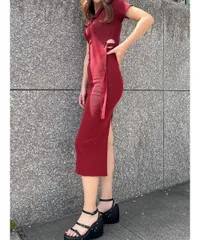 【新品タグ付き】DURAS ジップデザインワンピース 美シルエット 3カラー