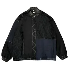 KIMMY(キミー) Mixed-Material Panel Bomber Jacket 異素材 切替 ボンバー ジャケット AW22-02 L ブラック×ネイビー ブルゾン