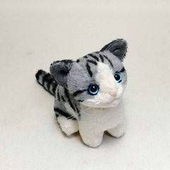 A猫 ギンガムチェックなサバトラ猫のアートドール【ハンドメイド 人形
