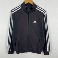 adidas アディダス トラックジャケット スウェット フルジップ ロゴ刺繍 ブラック Mサイズ メンズ 古着 ストリート スポーツMIX　ブルゾン