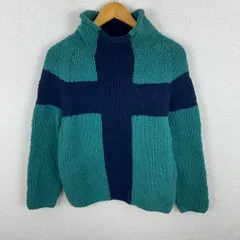 90s ヴィンテージ ニット セーター 総柄 クロス柄 グリーン FREEサイズ メンズ 古着 レトロ ストリート
