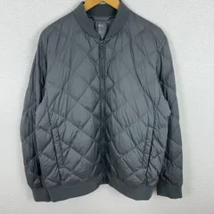 UNIQLO ユニクロ ダウンジャケット キルティング フルジップ チャコール XLサイズ メンズ 古着 シンプル スポーツMIX