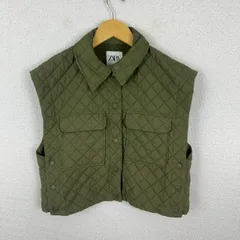 ZARA ザラ キルティングベスト カーキ Sサイズ レディース 古着 シンプル ストリート