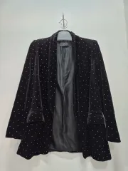 ZARA ブラック ベルベット ドット ブレーザー
