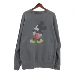 ローリーズファーム LOWRYS FARM Disney BIGウラケPOLS ミッキーマウス プリント トレーナー スウェット F チャコールグレー