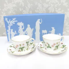 WEDGWOOD ウエッジウッド WILD STRAWBERRY ワイルドストロベリー カップ＆ソーサー デルフィ ティーカップ 2客セット ペア 箱有 未使用