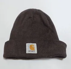 カーハート Carhartt ロゴパッチ ニットキャップ ビーニー ブラウン カナダ製 ワンサイズ