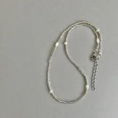 n58人気✨ ビーズネックレス シェル シルバー ホワイト チョーカー