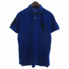 ポロ ラルフローレン POLO RALPH LAUREN カスタムフィット ポロシャツ 半袖 コットン ビッグポニー 青 ブルー M ■ECT