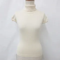 プロポーション ボディドレッシング PROPORTION BODY DRESSING ニット セーター タートルネック 半袖 ウール 毛 クリーム 2