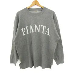 サマンサモスモス セーター トップス 長袖 ニット ロゴ 未使用品 レディース Fサイズ グレー×白 SM2