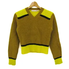 ユニクロ ニット トップス 長袖 Vネックセーター マルニコラボ レディース Mサイズ 黄土×黄×黒 UNIQLO 【中古】