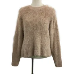 シンプリシテェ SIMPLICITE セーター ニット プルオーバー クルーネック シャギー 無地 ナイロン 長袖 ベージュ