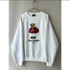 【ポロベア】 80s USA製 Polo Ralph Lauren スウェット / L コットン ポリ ホワイト プリント ビンテージ 90s T5-12014-9673