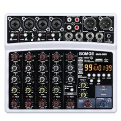 【新品】BOMGE 6チャンネルdjオーディオミキサー、MP3 USB Bluetooth、48Vファンタム電源、5V電源、99 DSPエコーエフェクトミキサー（ライブ、音楽、カラオケ、ポッドキャスト用） (白い)