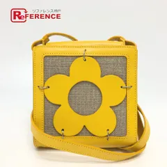 CELINE セリーヌ ショルダーバッグ フラワー レザー/キャンバス イエロー/ベージュ