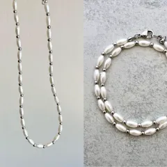 n78 パール ビーズネックレス サージカルステンレス 金属アレルギー対応