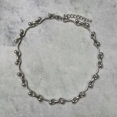 n124人気 デザイン メタル チェーン ネックレス チョーカー シルバー