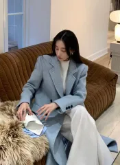 ロングコート ダブルボタン スタイル