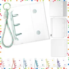 【在庫セール】かわいい 台紙 シール収納 シール帳 編み込みキーホルダー付き シール帳 バインダー リフィル×20枚 はがせる チャック付きボケット×2枚 シールバインダー 下敷き×2枚 A8サイズ (グリーン 女の子 A8) 透明